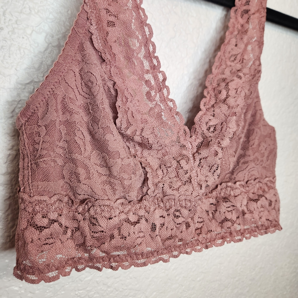 Felina Wireless Lace Bralette, Mauve Pink Size S - Picture 4 of 16